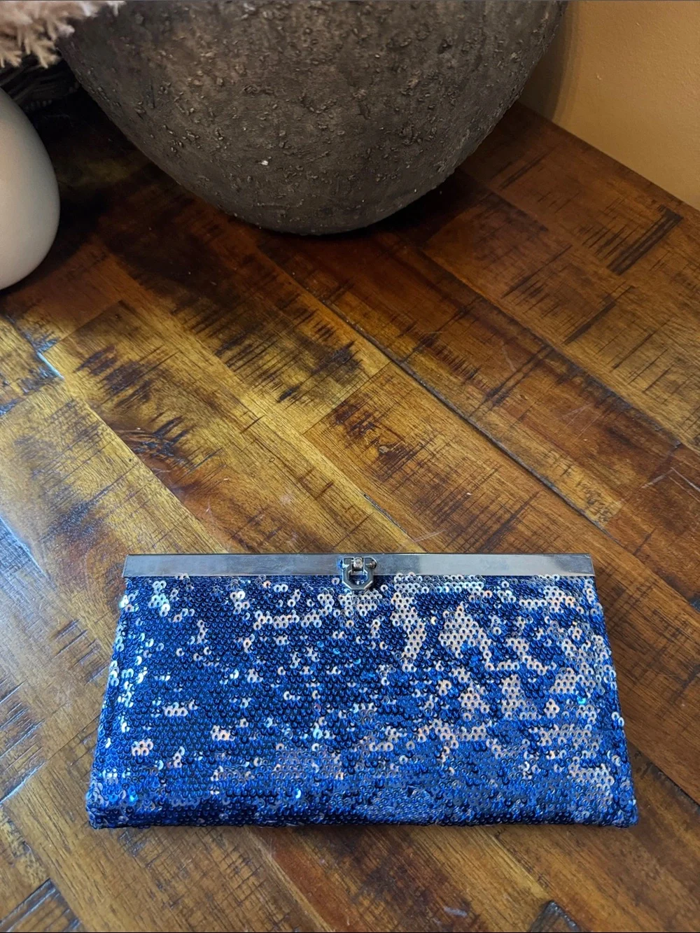 Blue Sequin Clutch Wallet